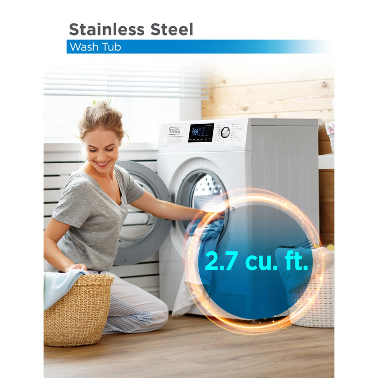 White and Black 2.7 Cu. Ft. Smart Electric Washer Dryer Combo