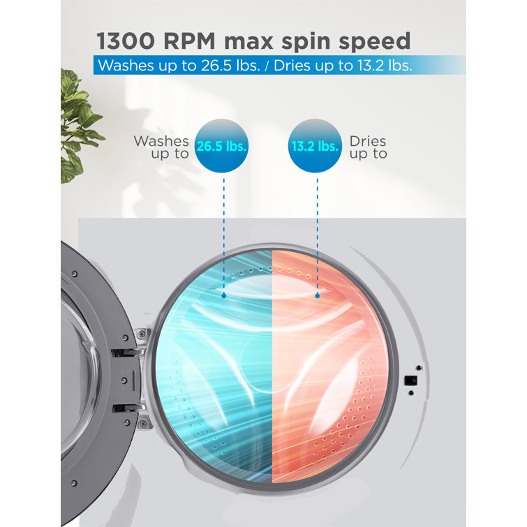 White and Black 2.7 Cu. Ft. Smart Electric Washer Dryer Combo