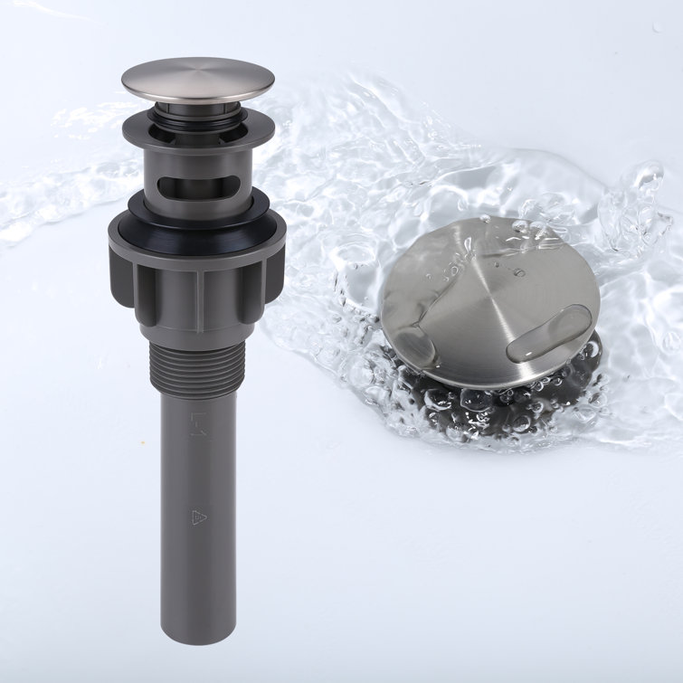 Brushed Nickel Pop Up Bathroom Sink Drain Stopper with Overflow