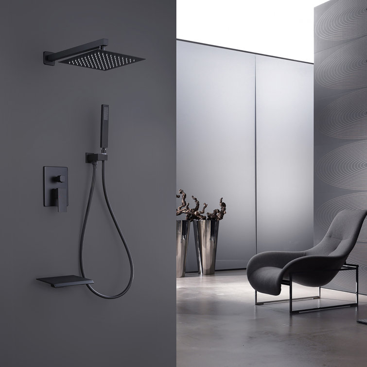 8-Inch Matte Black Multi-Head Rain Shower System with Filter