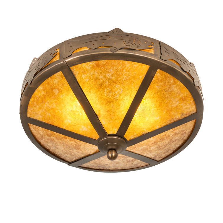 Amber Mica and Copper 16" Flush Mount Light