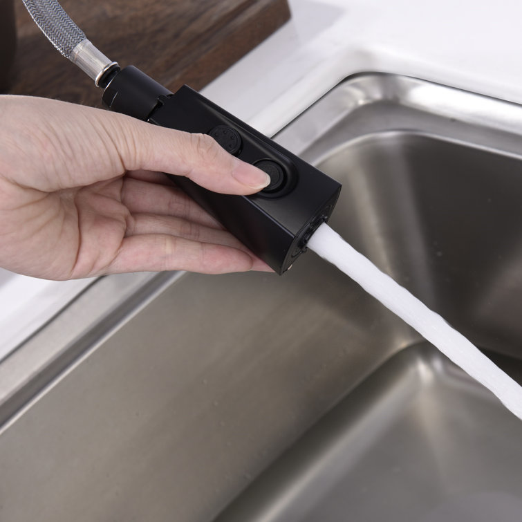 Matte Black Brass Single-Handle Pull-Down Kitchen Faucet