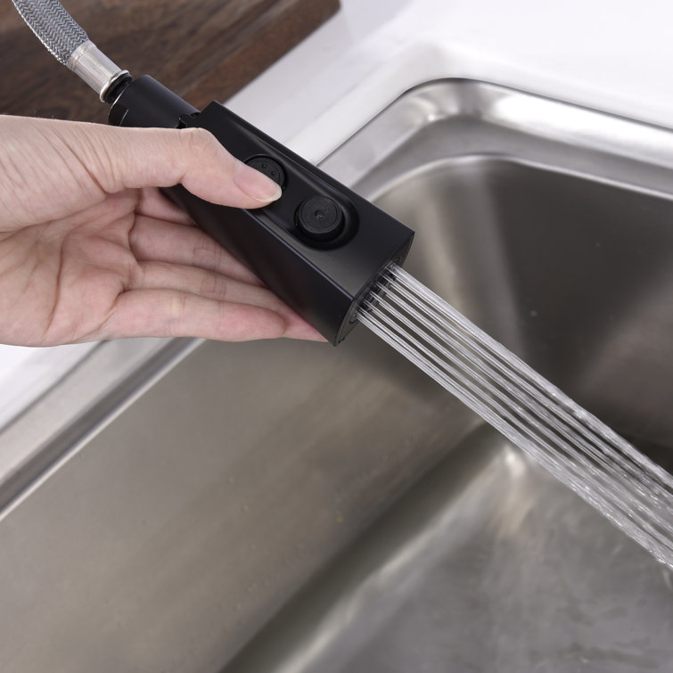 Matte Black Brass Single-Handle Pull-Down Kitchen Faucet