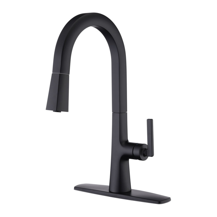 Matte Black Brass Single-Handle Pull-Down Kitchen Faucet