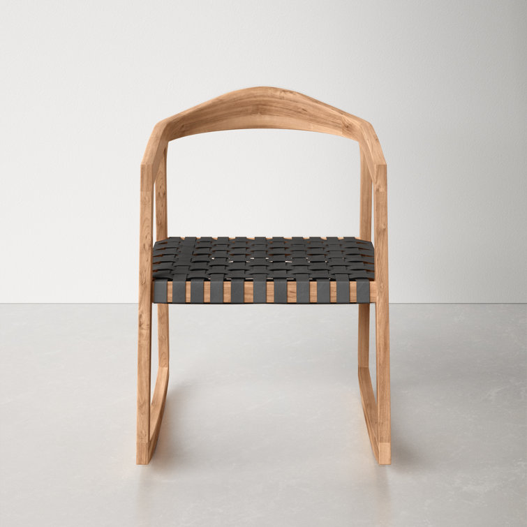 Willa Cognac Genuine Leather and Natural Teak Rocking Dining Chair