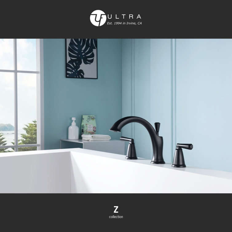 Matte Black Double Handle Roman Tub Faucet