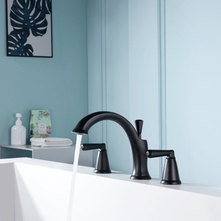 Matte Black Double Handle Roman Tub Faucet