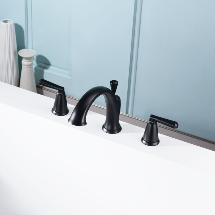 Matte Black Double Handle Roman Tub Faucet