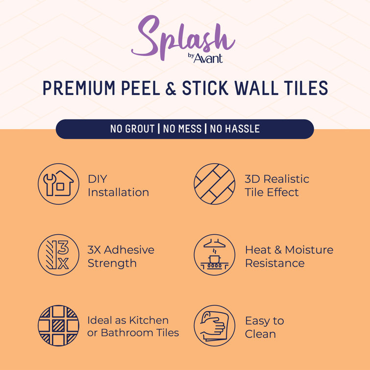 Glossy White Peel and Stick Subway Wall Tile