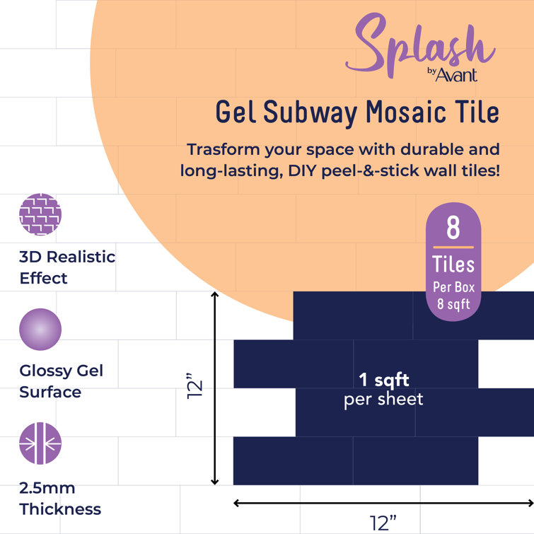 Glossy White Peel and Stick Subway Wall Tile