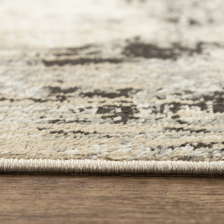 Gray Abstract Rectangular 8' x 9'6" Polypropylene Area Rug