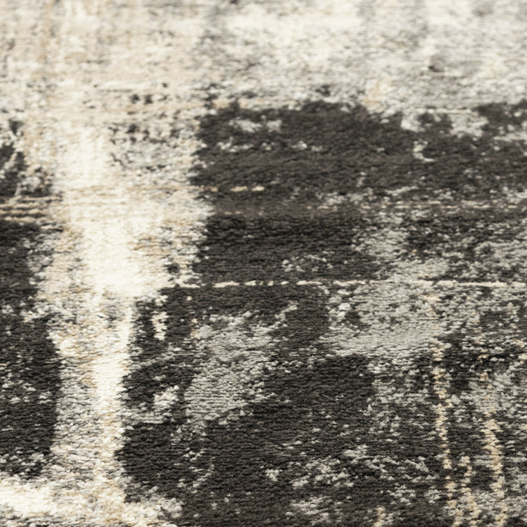 Gray Abstract Rectangular 8' x 9'6" Polypropylene Area Rug