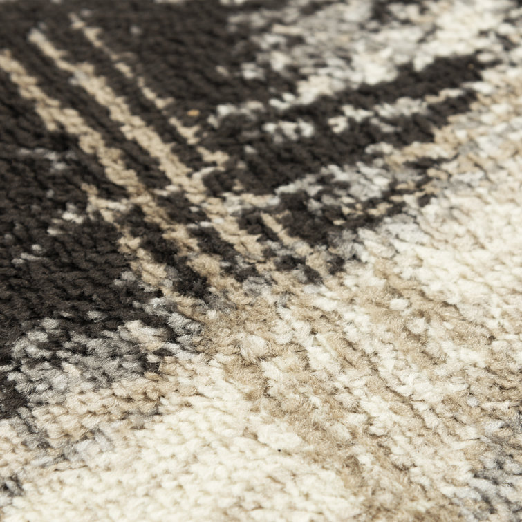 Gray Abstract Rectangular 8' x 9'6" Polypropylene Area Rug