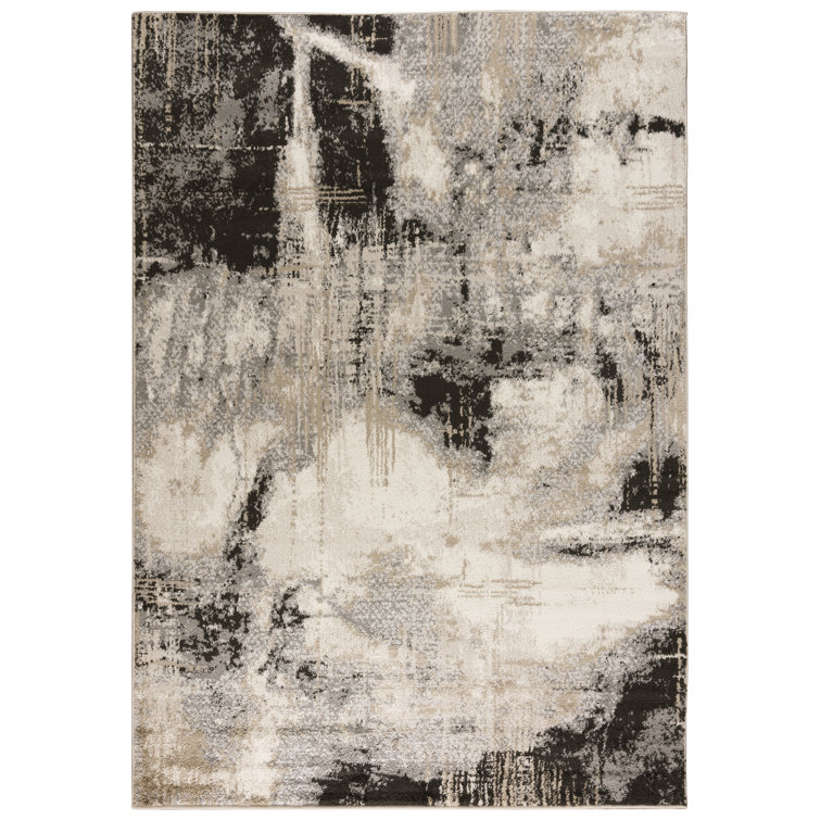 Gray Abstract Rectangular 8' x 9'6" Polypropylene Area Rug