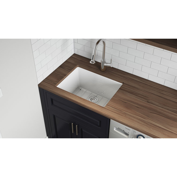 Ruvati 24-Inch White Fireclay Drop-In Single Bowl Kitchen Sink
