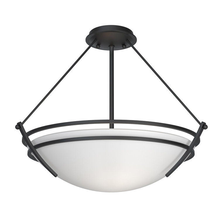 Presidio Black and Opal Glass 3-Light Semi Flush Mount
