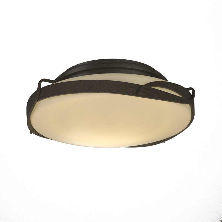 Dark Smoke Opal Glass 2-Light Drum Flush Mount