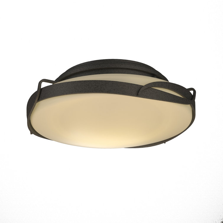 Natural Iron Opal Glass 2-Light Drum Flush Mount