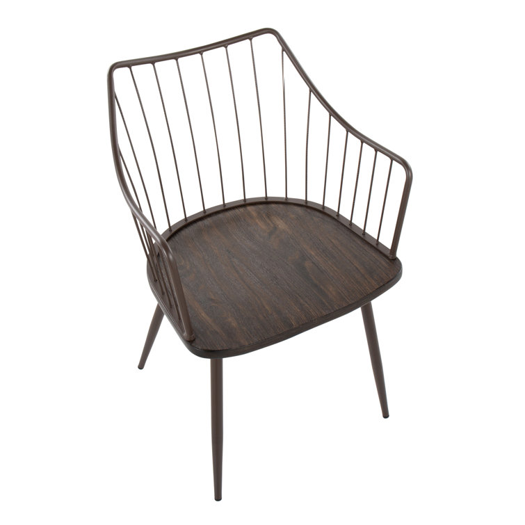 Winston Farmhouse Dark Brown Metal & Walnut Wood Accent Chair