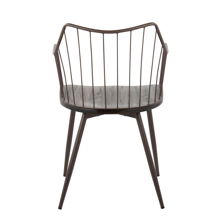 Winston Farmhouse Dark Brown Metal & Walnut Wood Accent Chair