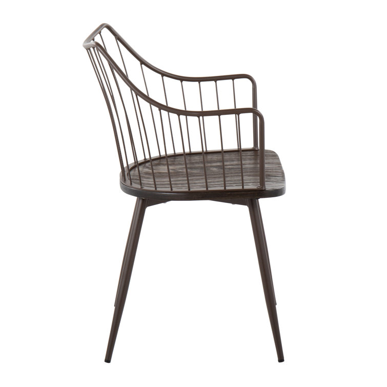 Winston Farmhouse Dark Brown Metal & Walnut Wood Accent Chair