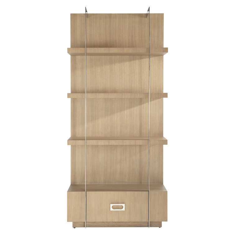 Sahara Brown Oak and Stainless Steel Etagere Bookcase
