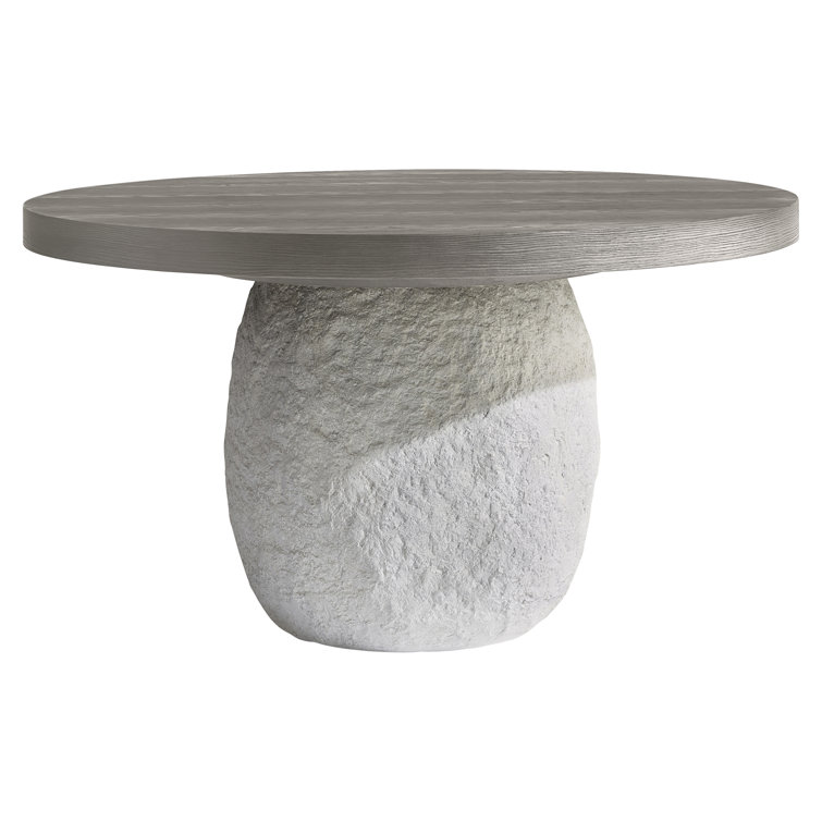 Transitional Gris and Quarry 54" Round Extendable Dining Table