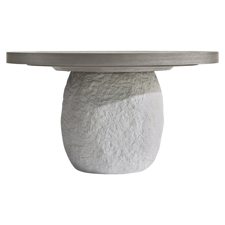 Transitional Gris and Quarry 54" Round Extendable Dining Table