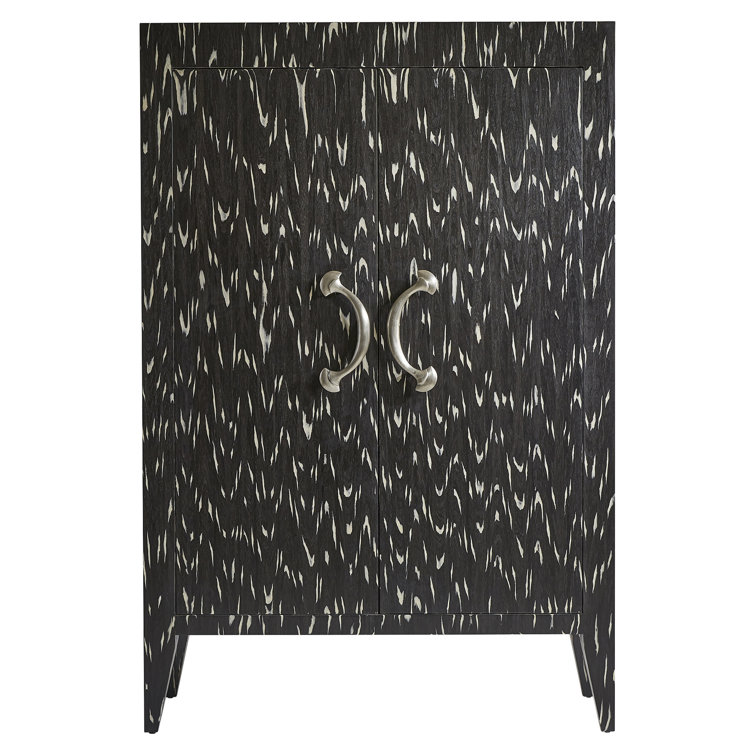 Black Engineered Wood Modern Armoire with Metal Hardware
