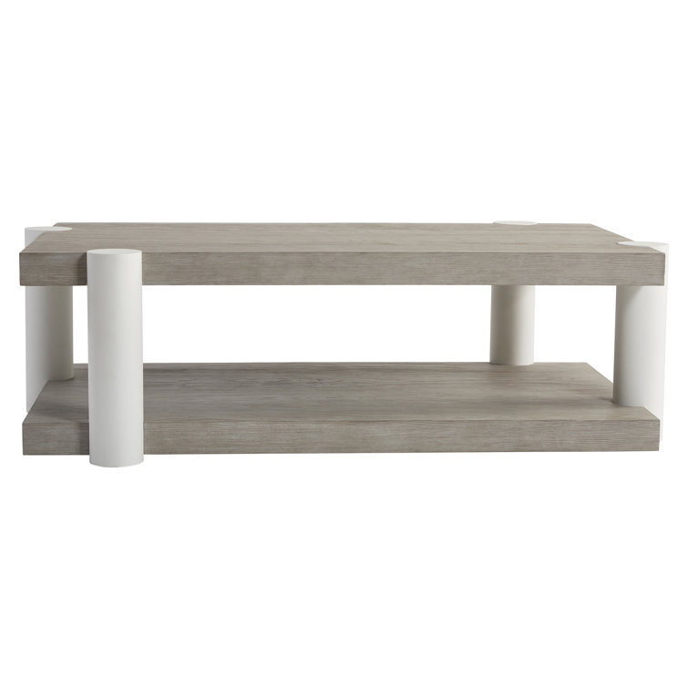 Contemporary Beige Pine Wood Geometric Coffee Table