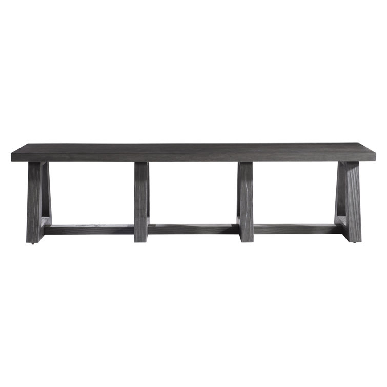 Modern Black Wood Dining Bench with Triangular Legs