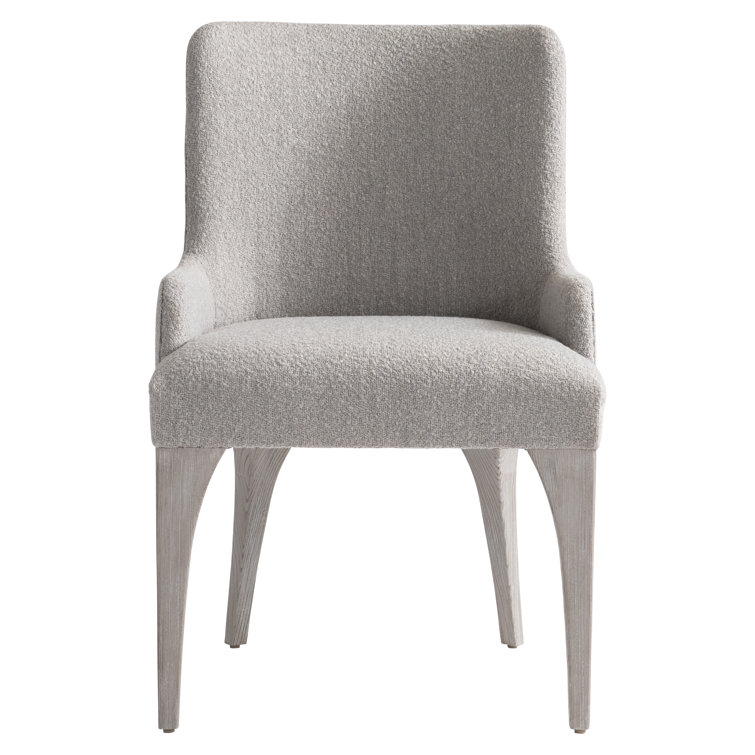 Trianon Transitional Gray Upholstered Arm Chair with Soft Arches