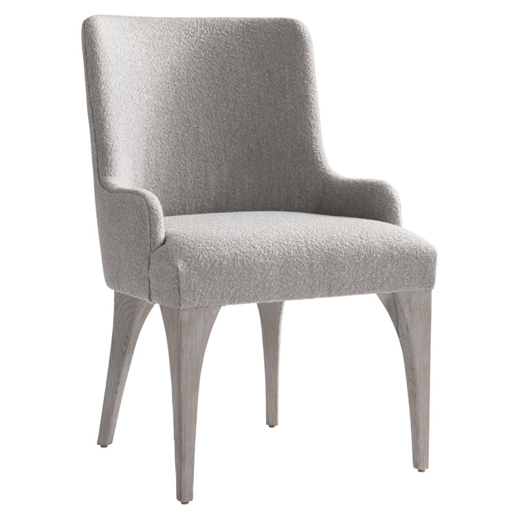 Trianon Transitional Gray Upholstered Arm Chair with Soft Arches