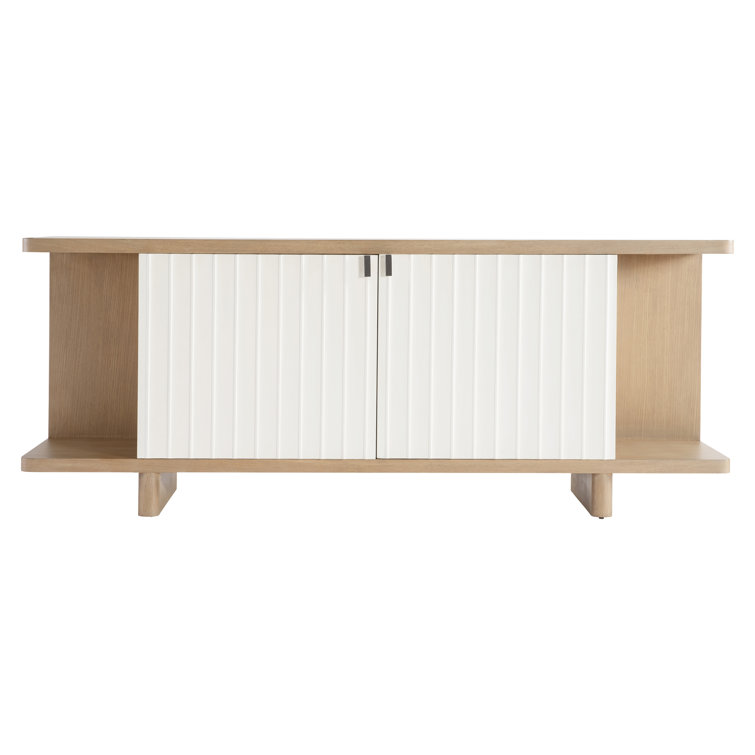 Modulum 82'' White Oak and Faux Stone Sideboard