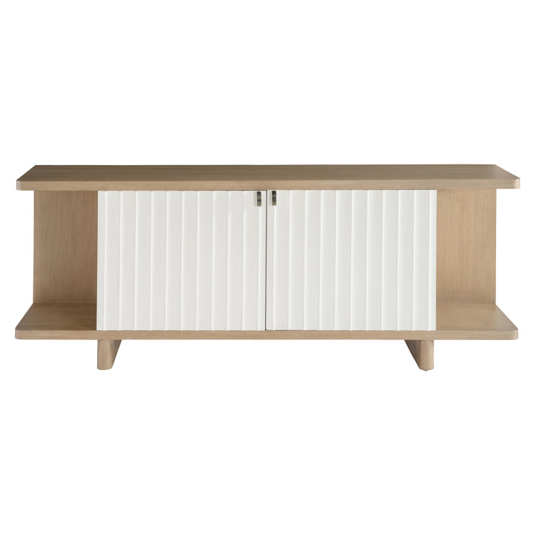 Modulum 82'' White Oak and Faux Stone Sideboard