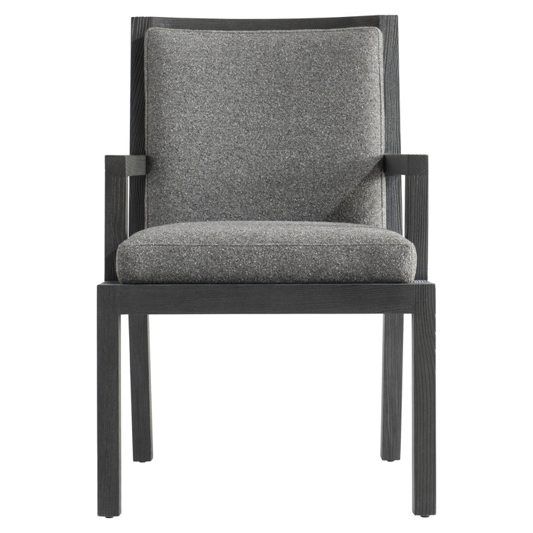 Charcoal Gray Transitional Wood Armchair with Ladder Back Design