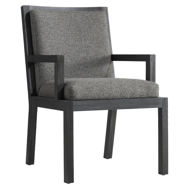 Charcoal Gray Transitional Wood Armchair with Ladder Back Design