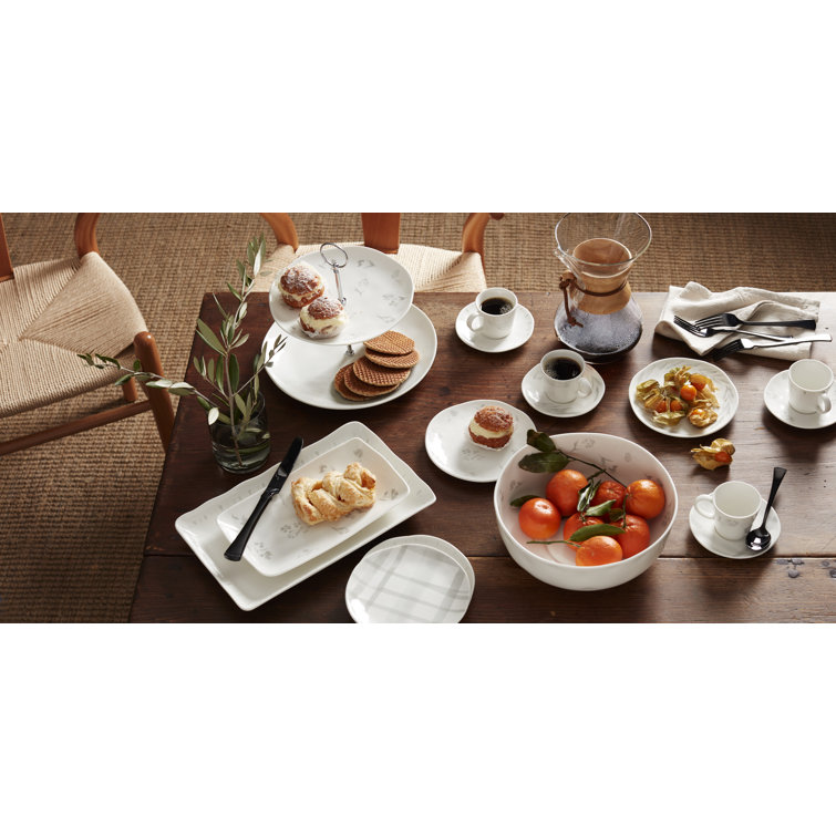 Oyster Bay White Ceramic Espresso Cups with Saucers, Set of 4