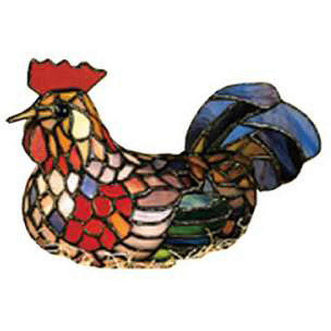 6.5" Blue Stained Glass Rooster Accent Lamp