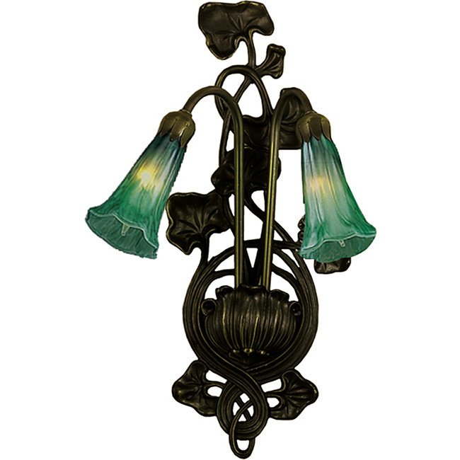 Mahogany Bronze 17.5'' Green Glass 2-Light Sconce