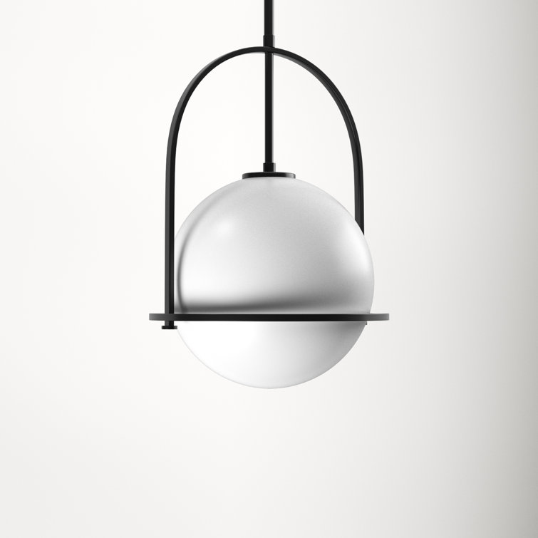 Somerset 15.5'' Black Globe Pendant Light with Etched Opal Glass
