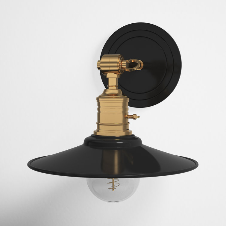 Aged Bronze and Black Industrial Wall Sconce