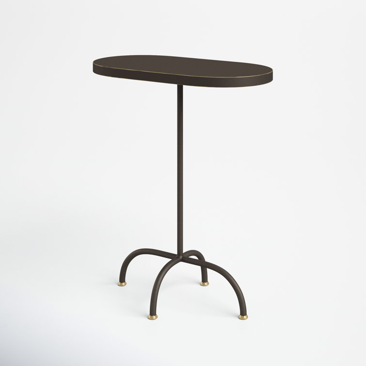 Oval MDF and Iron End Table with Gold and Black Finish