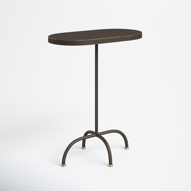 Oval MDF and Iron End Table with Gold and Black Finish