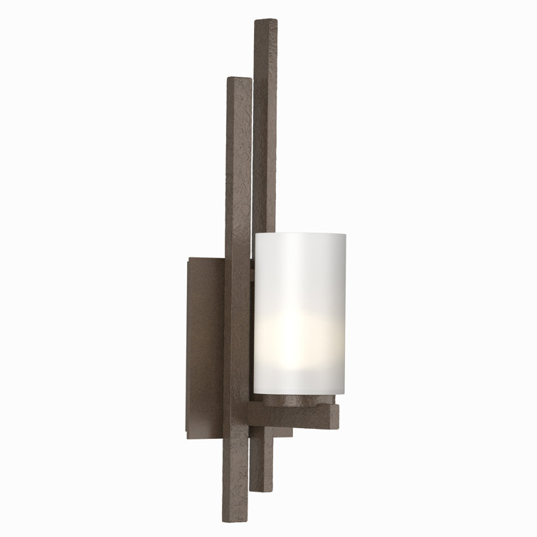 Ondrian Dark Smoke Steel Wall Sconce with Frosted Glass Shade
