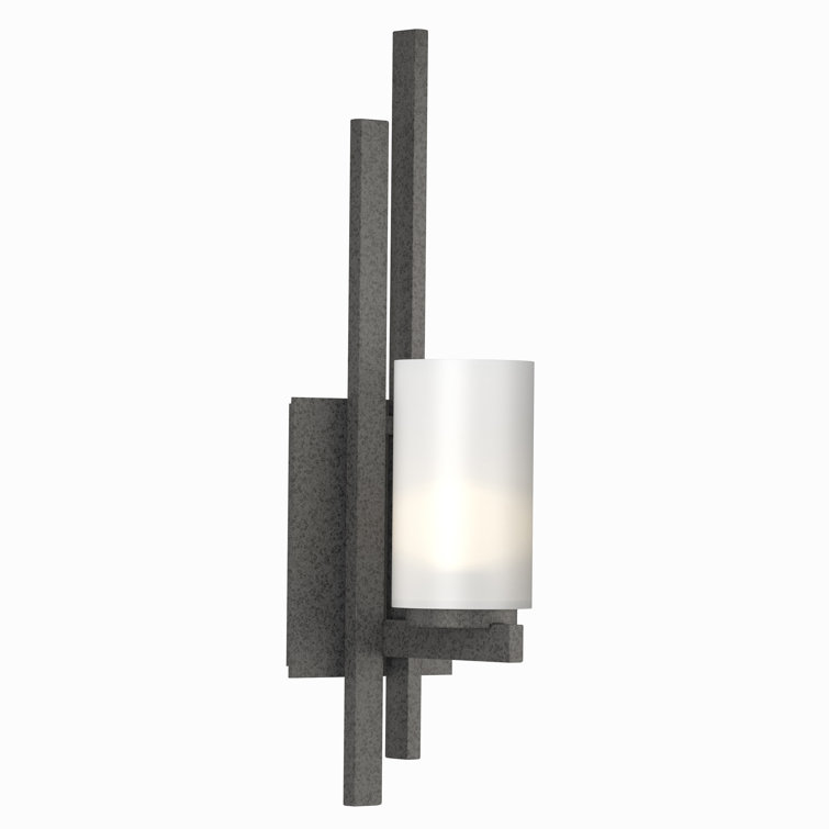 Ondrian Dark Smoke Steel Wall Sconce with Frosted Glass Shade