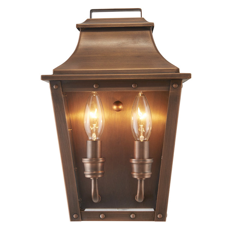 Copper Patina 11.5" Outdoor Wall Lantern with Clear Glass