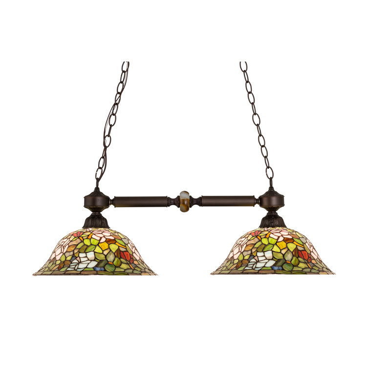 Mahogany Bronze 2-Light Stained Glass Island Pendant
