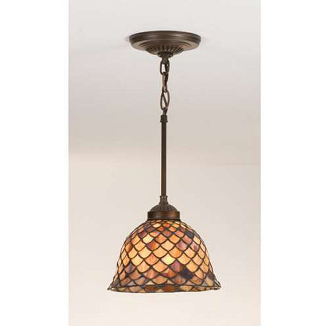 Tortoiseshell Amber & Burgundy 1-Light Mini Pendant in Mahogany Bronze