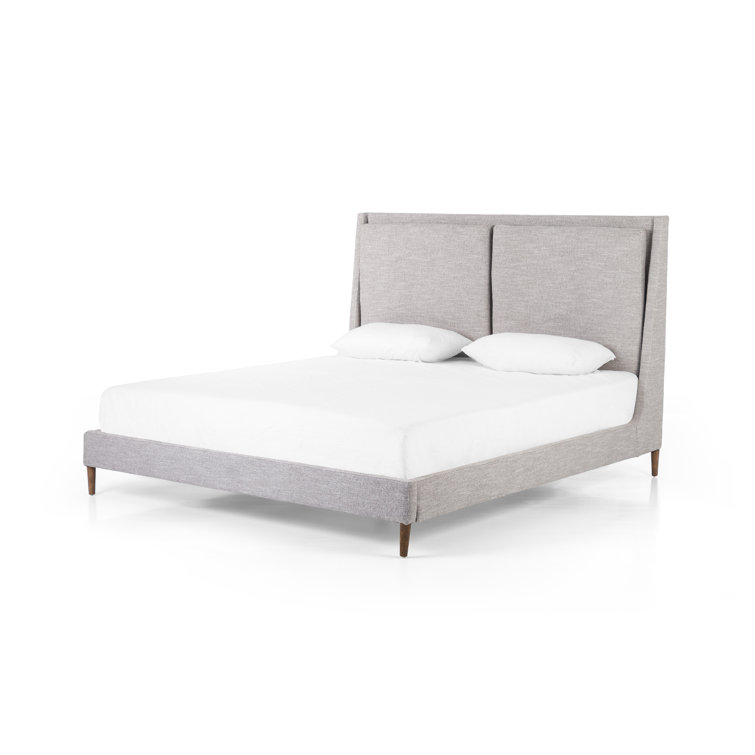 Dover Crescent King-Size Bed with Upholstered Linen Headboard
